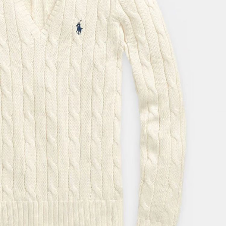 (Women) Polo Ralph Lauren SS23  Solid V-Neck Pullover Sweater Off-White. 211891641-009 圖 7
