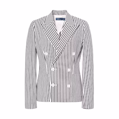 (Women) Polo Ralph Lauren SS23 Striped Double-Breasted Blazer Black. WMPOOTWN5V20195-101