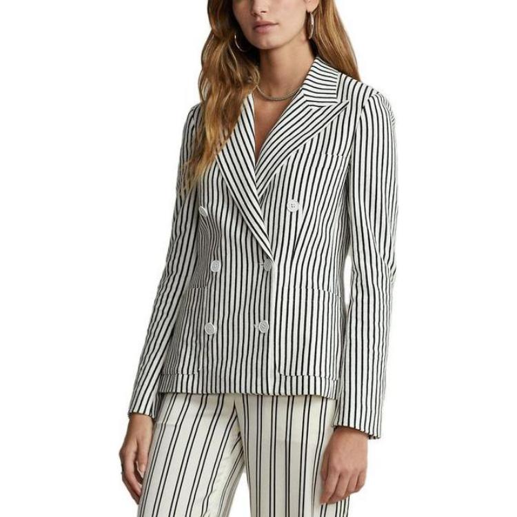 Lookbook (W) Polo Ralph Lauren SS23 條紋雙排扣西裝外套 黑色 WMPOOTWN5V20195-101