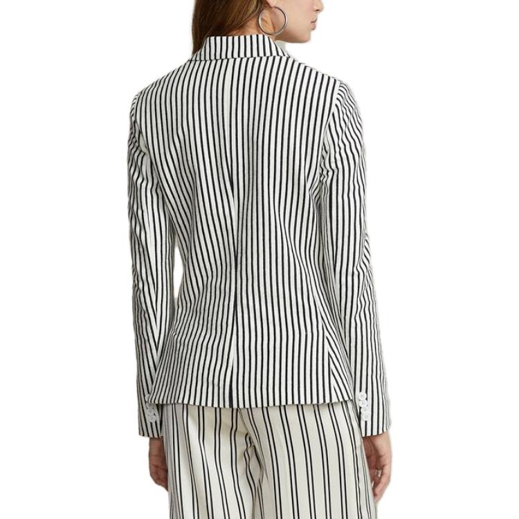 Shop (W) Polo Ralph Lauren SS23 條紋雙排扣西裝外套 黑色 WMPOOTWN5V20195-101
