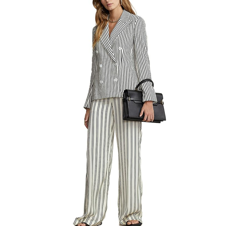 Purchase (W) Polo Ralph Lauren SS23 條紋雙排扣西裝外套 黑色 WMPOOTWN5V20195-101