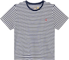 (Women) Polo Ralph Lauren SS23 Striped Print Crewneck Short Sleeve T-Shirt Blue White 211698030-021 (Women) Polo Ralph Lauren SS23 Striped Print Crewneck Short Sleeve T-Shirt Blue White 211698030-021