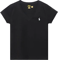 Order (W) Polo Ralph Lauren SS23 Camiseta Negra Cuello en V con Logo Bordado. WMPOKNINCU20698-790