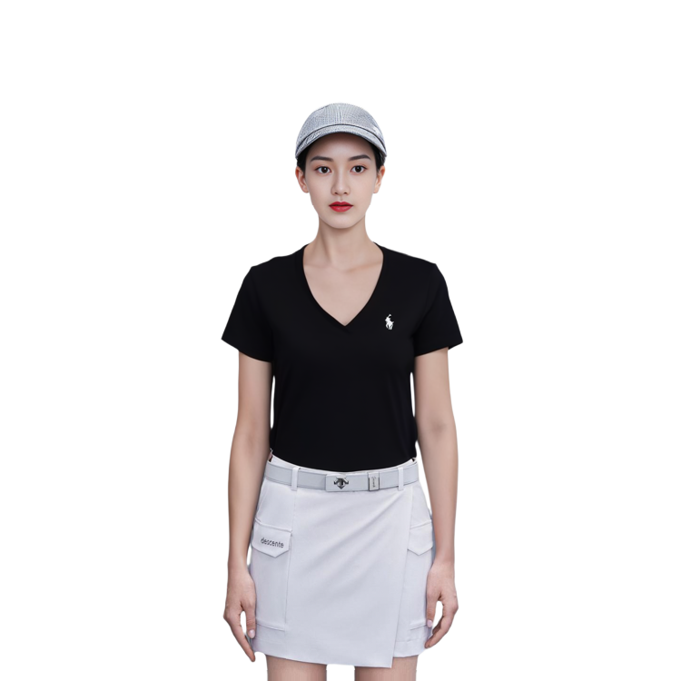 Shop (W) Polo Ralph Lauren SS23 Camiseta Negra Cuello en V con Logo Bordado. WMPOKNINCU20698-790