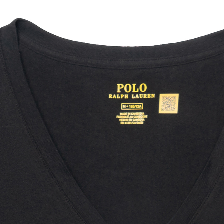 Details for (W) Polo Ralph Lauren SS23 Camiseta Negra Cuello en V con Logo Bordado. WMPOKNINCU20698-790