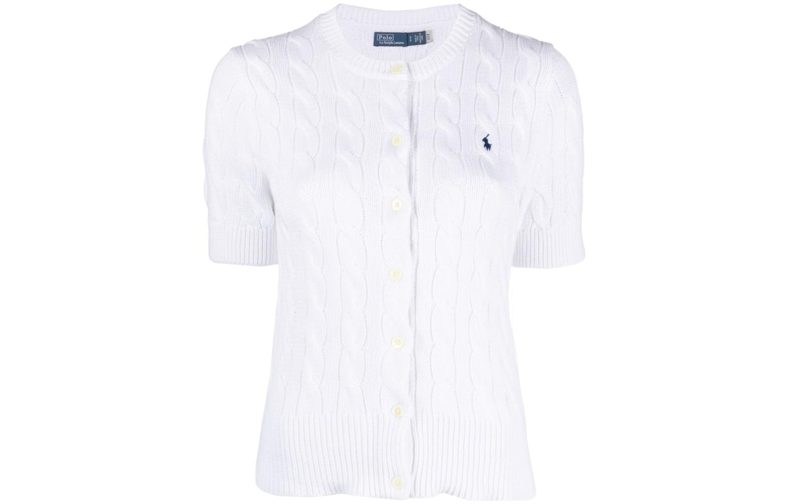 Order (W) Polo Ralph Lauren SS23 Cardigan Rajut Putih dengan Bordir Logo. 211906814-001