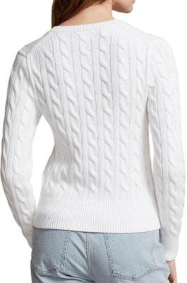 (Women) Polo Ralph Lauren SS23 White Cable Knit Sweater with Embroidery. 211891643-001 Lookbook (Women) Polo Ralph Lauren SS23 White Cable Knit Sweater with Embroidery. 211891643-001