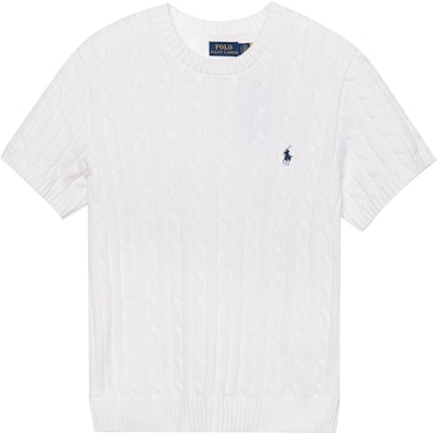 (Women) Polo Ralph Lauren SS23 White Knit Sweater with Solid Logo Embroidery. 211910987-001 Order (Women) Polo Ralph Lauren SS23 White Knit Sweater with Solid Logo Embroidery. 211910987-001