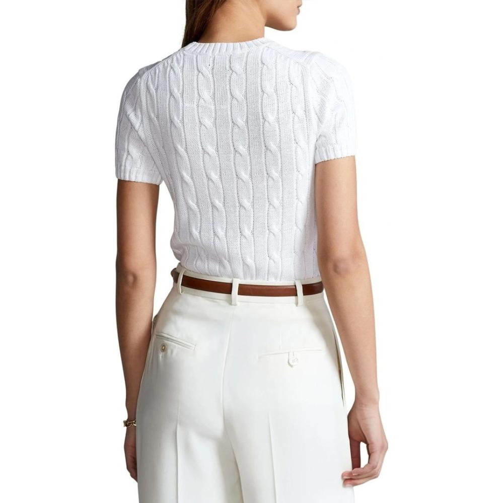 Purchase (Women) Polo Ralph Lauren SS23  White Knit Sweater with Solid Logo Embroidery. 211910987-001