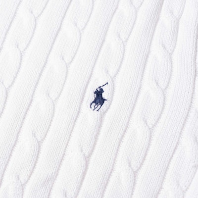 (Women) Polo Ralph Lauren SS23 White Knit Sweater with Solid Logo Embroidery. 211910987-001 Details for (Women) Polo Ralph Lauren SS23 White Knit Sweater with Solid Logo Embroidery. 211910987-001