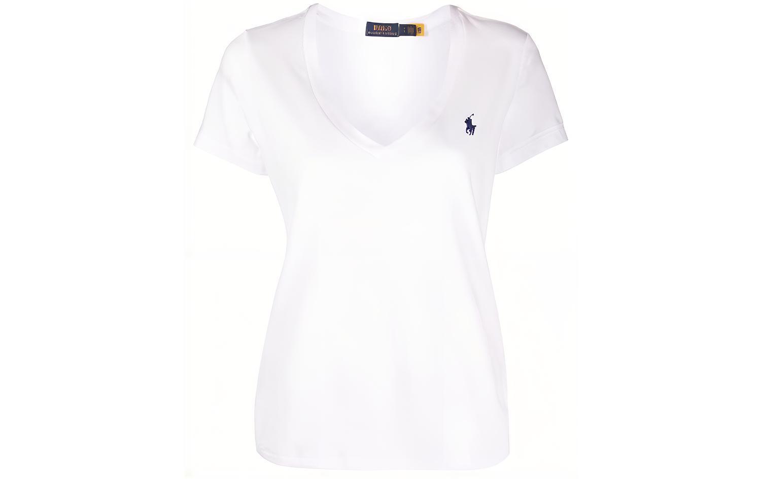 (Women) Polo Ralph Lauren SS23  White Logo Embroidered Short Sleeve T-Shirt. 211902403-001
