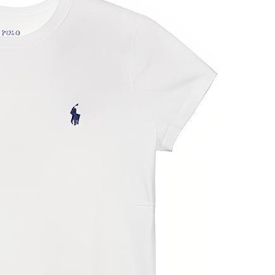 (W) Polo Ralph Lauren SS23 白色刺繡標誌圓領T恤。 211747407-002 1