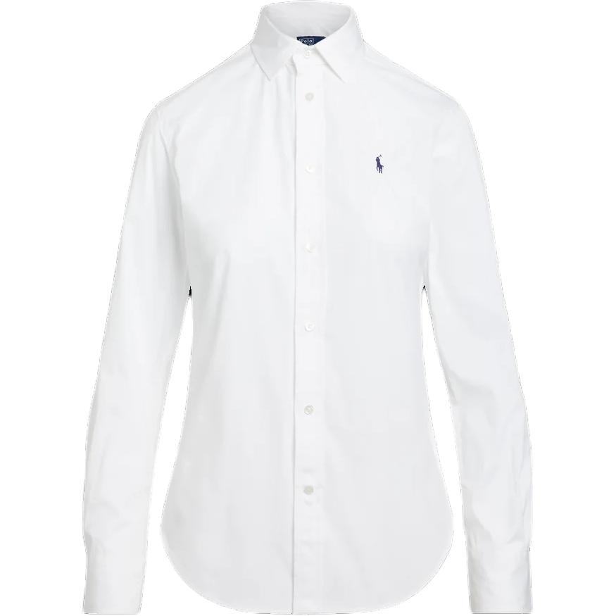 (Women) Polo Ralph Lauren SS23  White Long-Sleeve Solid Button-Up Shirt. WMPOSHTNDO20361-100