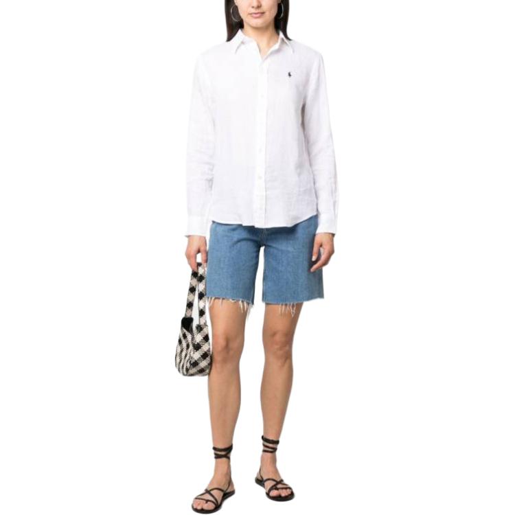 (Women) Polo Ralph Lauren SS23  White Long-Sleeve Shirt with Logo Embroidery. 211920516-006 圖 5