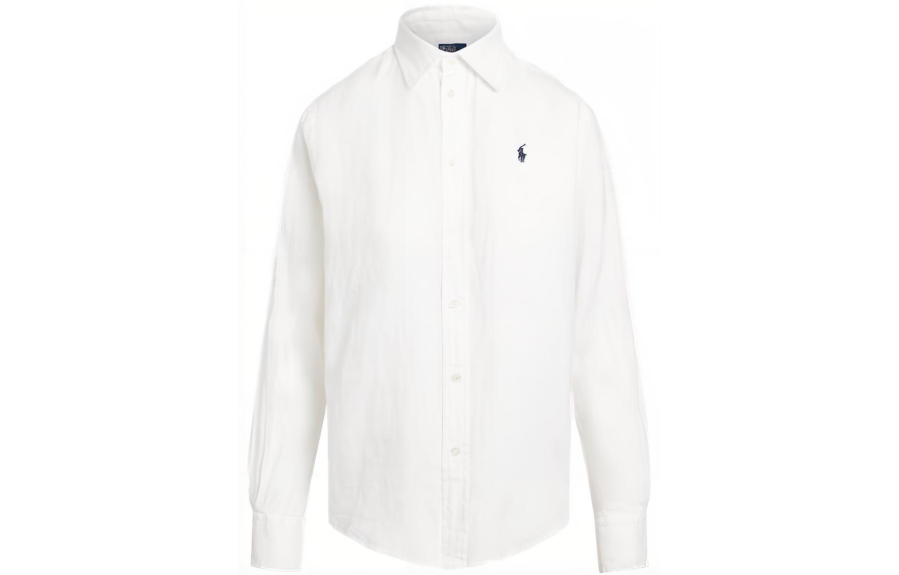 (Women) Polo Ralph Lauren SS23  White Long Sleeve Shirt with Logo Embroidery. WMPOSHTNDO20436-100
