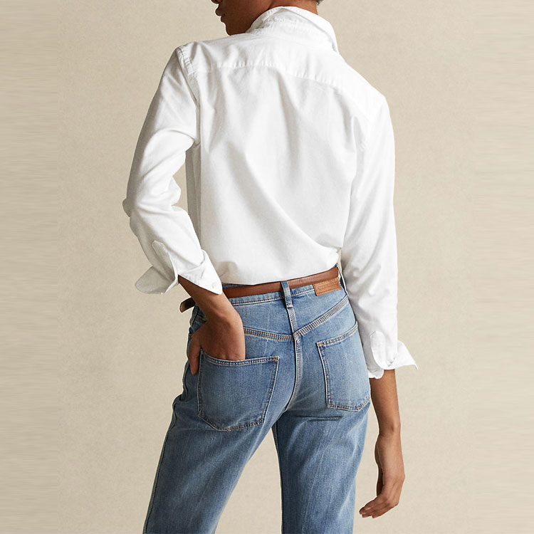 Shop (W) Polo Ralph Lauren SS23 白色長袖翻領扣襟襯衫 211747514-001