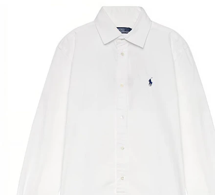 (W) Polo Ralph Lauren SS23 Kemeja Lengan Panjang Putih dengan Sulaman Logo. 211891376-001 1