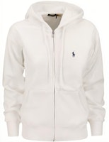 (Women) Polo Ralph Lauren SS23 White Solid Hoodie Zip-Up Sweatshirt 211891559-001 (Women) Polo Ralph Lauren SS23 White Solid Hoodie Zip-Up Sweatshirt 211891559-001