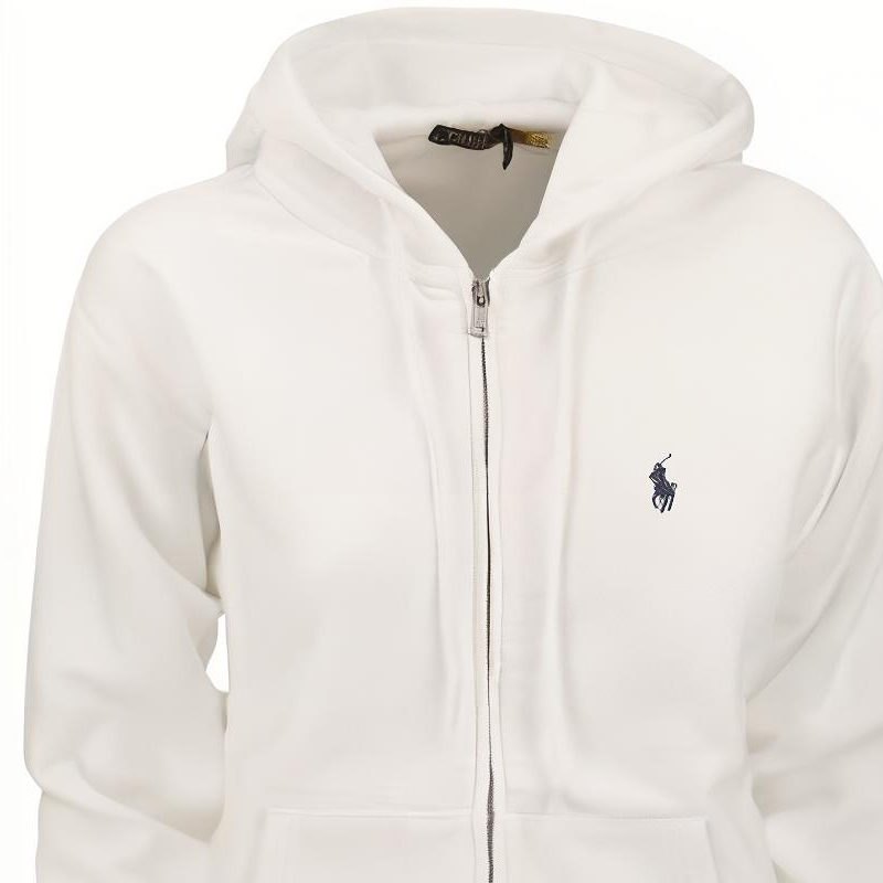 Cheap (W) Polo Ralph Lauren SS23 Sudadera con Capucha Blanca con Cremallera 211891559-001