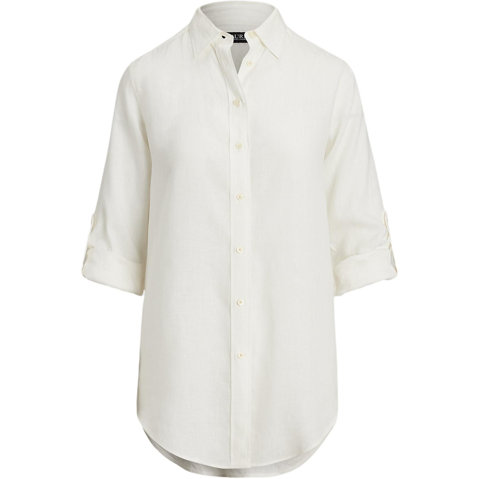 (Women) Polo Ralph Lauren SS23  White Solid Square Neck Long Sleeve Shirt. WMLRSHTS6820046-100