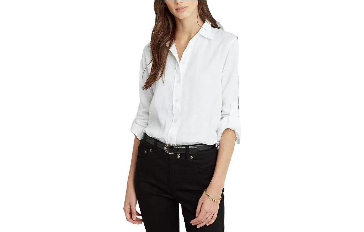 (Women) Polo Ralph Lauren SS23  White Solid Square Neck Long Sleeve Shirt. WMLRSHTS6820046-100 圖 2