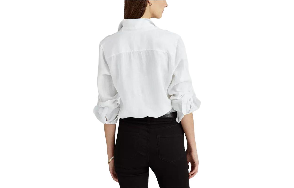 (Women) Polo Ralph Lauren SS23  White Solid Square Neck Long Sleeve Shirt. WMLRSHTS6820046-100 圖 3