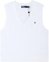 (Women) Polo Ralph Lauren SS23 White V-Neck Knit Vest with Small Logo Embroidery. 211906205-001 (Women) Polo Ralph Lauren SS23 White V-Neck Knit Vest with Small Logo Embroidery. 211906205-001