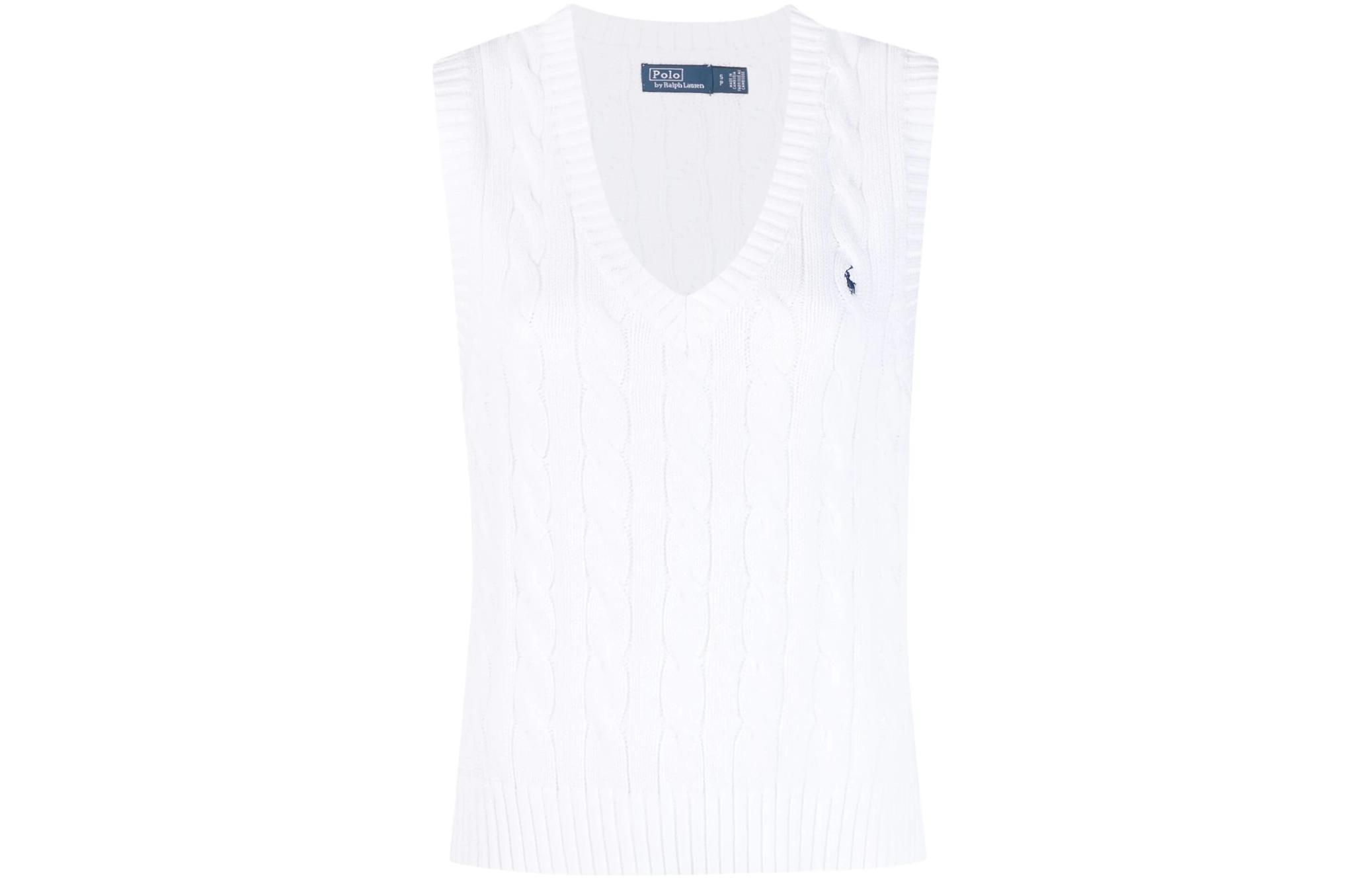 Order (W) Polo Ralph Lauren SS23 白色V領針織背心 小刺繡標誌款式 211906205-001