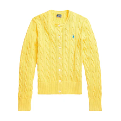 (Women) Polo Ralph Lauren SS23 Yellow Crewneck Sweater with Logo Intarsia. 211839418-009