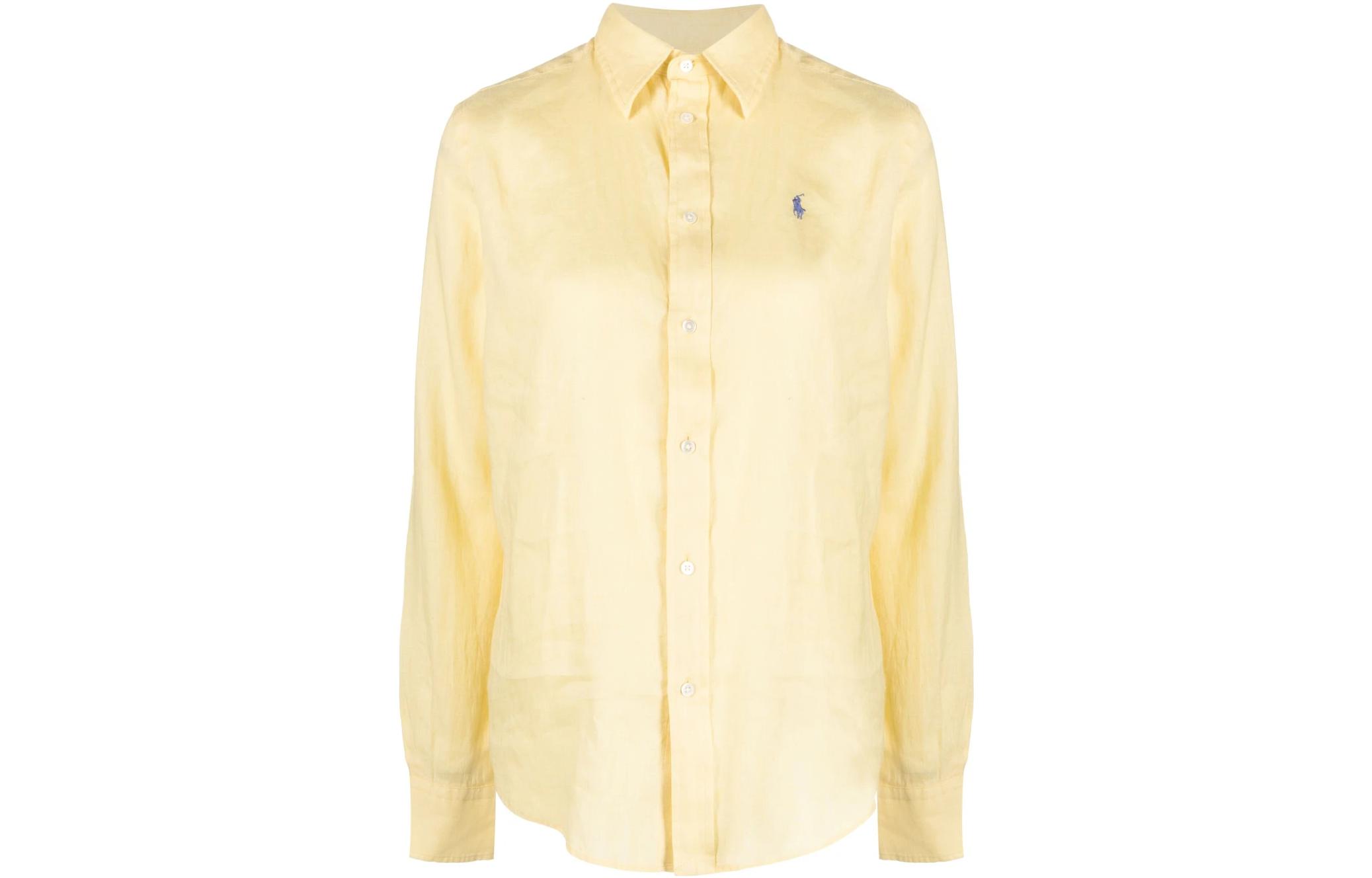 (Women) Polo Ralph Lauren SS23  Yellow Solid Long-Sleeve Casual Shirt. 211920516-004 圖 2