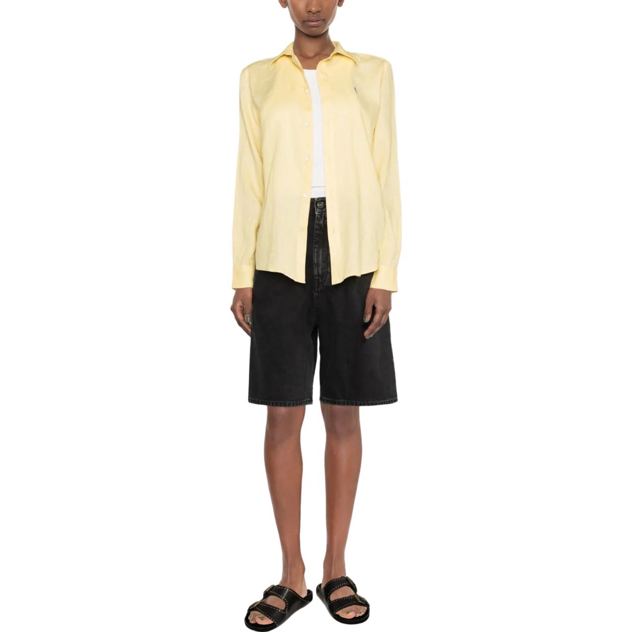 (Women) Polo Ralph Lauren SS23  Yellow Solid Long-Sleeve Casual Shirt. 211920516-004 圖 3