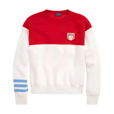 (Women) Polo Ralph Lauren SS23 Colorblock Logo Print Sweatshirt White/Red 211886899-001