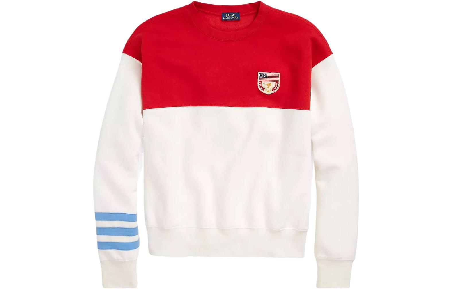 (Women) Polo Ralph Lauren SS23 Colorblock Logo Print Sweatshirt White/Red 211886899-001 圖 2