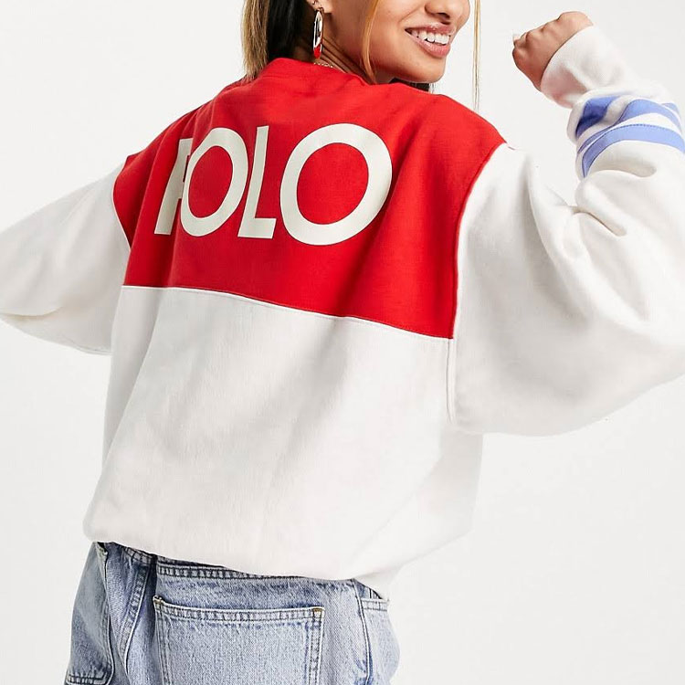 (Women) Polo Ralph Lauren SS23 Colorblock Logo Print Sweatshirt White/Red 211886899-001 圖 4