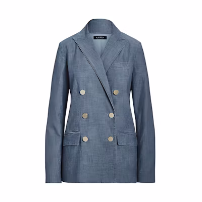 (Women) Polo Ralph Lauren SS23 Distressed Double-Breasted Blazer Women’s Blue WMLROTWS6020160-400