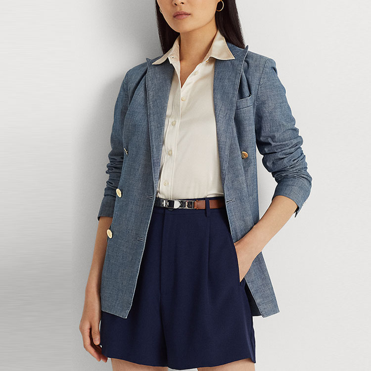 Purchase (W) Polo Ralph Lauren SS23 女款藍色仿舊雙排扣西裝外套 WMLROTWS6020160-400