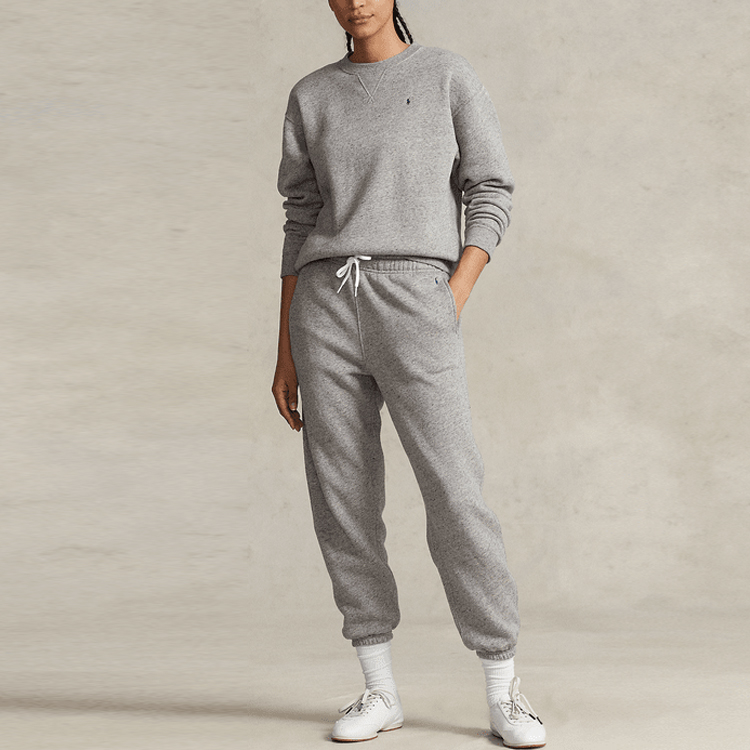 Purchase (W) Polo Ralph Lauren SS23 Sweatshirt Kelabu Leher Bulat dengan Logo Sulam WMPOKNINFB20458-020