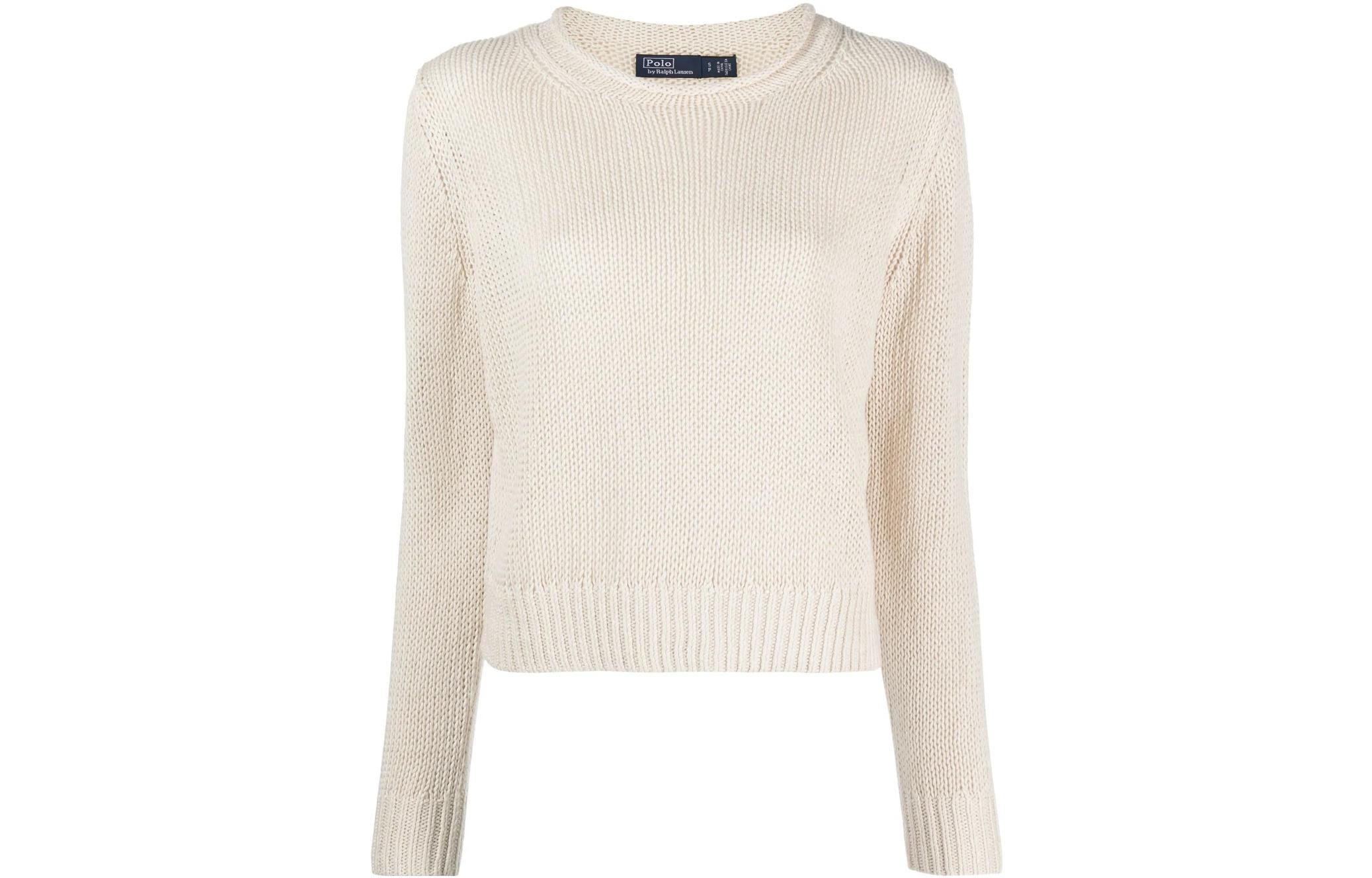 (Women) Polo Ralph Lauren SS23 Ivory White  Casual Knit Pullover Sweater. 211906076-001