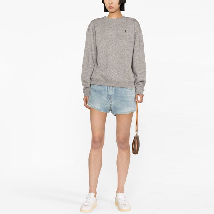 Lookbook (W) 폴로 랄프 로렌 SS23 로고 크루넥 스웨트셔츠 그레이 211891557-004