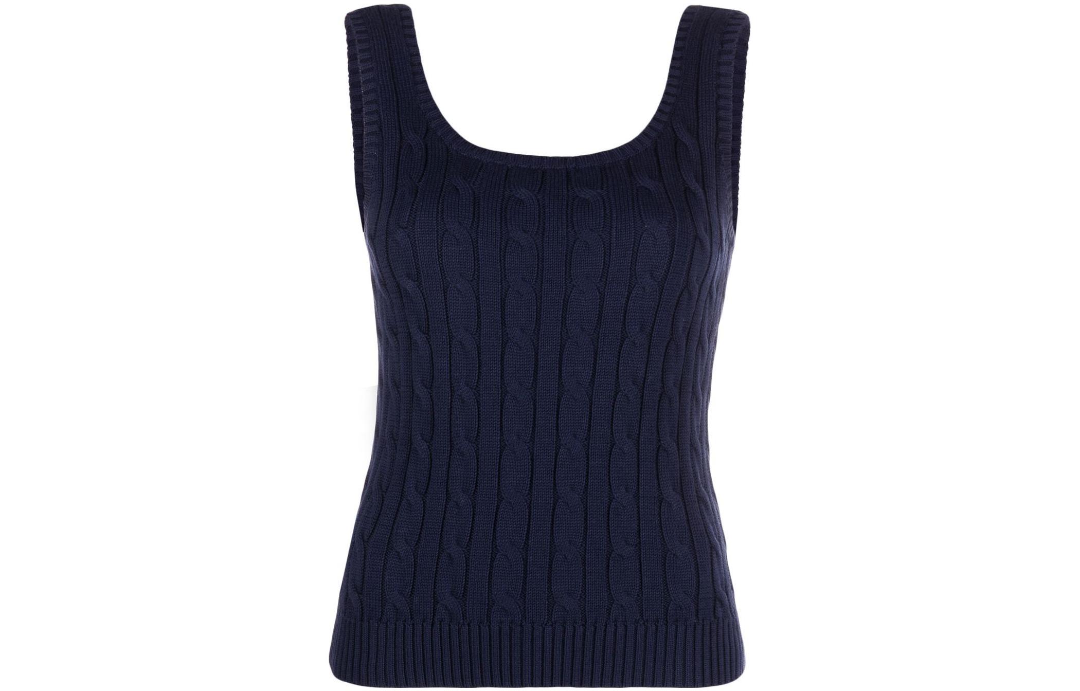 Buy (Women) Polo Ralph Lauren SS23 Navy Blue Cable Knit Cotton Vest Women 200862152-002