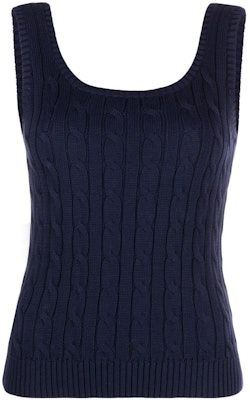 (Women) Polo Ralph Lauren SS23 Navy Blue Cable Knit Cotton Vest Women 200862152-002 Buy (Women) Polo Ralph Lauren SS23 Navy Blue Cable Knit Cotton Vest Women 200862152-002