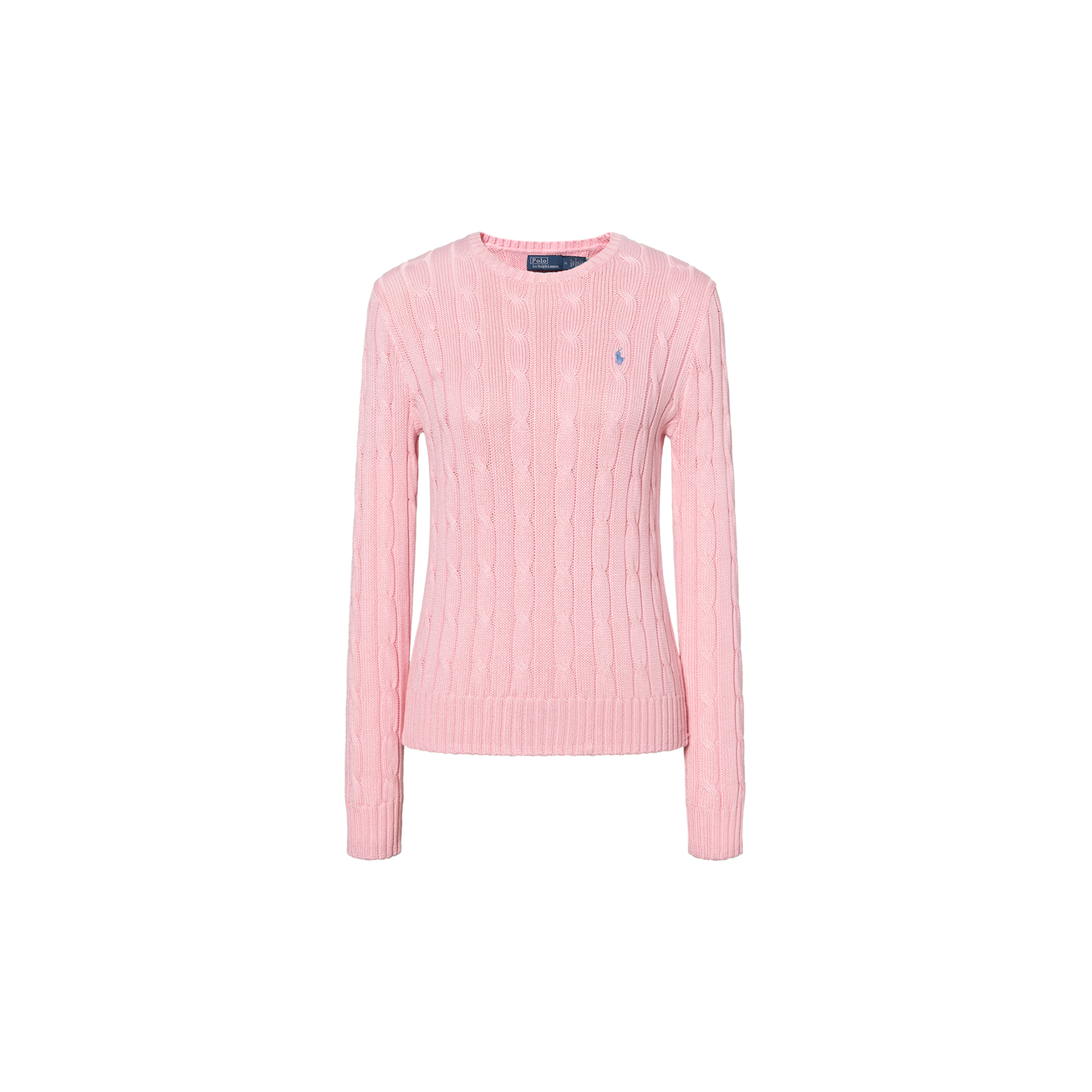 (Women) Polo Ralph Lauren SS23 Pink Slim Fit Cable-Knit Cotton Sweater Women Logo Embroidery. WMPOSWENC020592-650