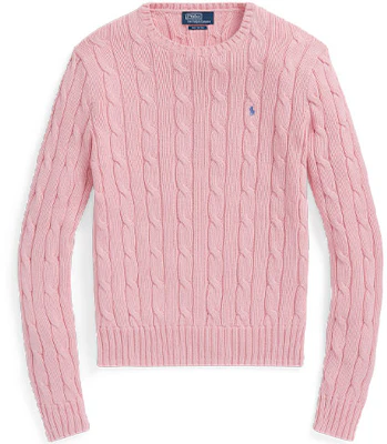 (W) Polo Ralph Lauren SS23 Pink Slim Fit Kabel-Knit Cotton Sweater Wanita Logo Sulam. WMPOSWENC020592-650 Order (W) Polo Ralph Lauren SS23 Pink Slim Fit Kabel-Knit Cotton Sweater Wanita Logo Sulam. WMPOSWENC020592-650