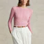 Shop (W) Polo Ralph Lauren SS23 Pink Slim Fit Kabel-Knit Cotton Sweater Wanita Logo Sulam. WMPOSWENC020592-650
