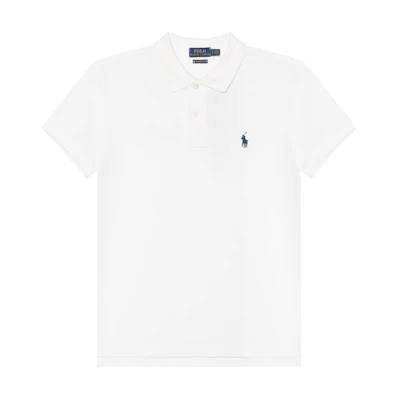 (Women) Polo Ralph Lauren SS23 Slim Fit Embroidered Logo Short Sleeve Polo Shirt Women White 211747409-004