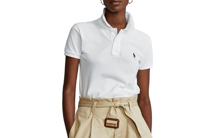 (Women) Polo Ralph Lauren SS23 Slim Fit Embroidered Logo Short Sleeve Polo Shirt Women White 211747409-004 圖 2