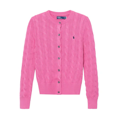 (Women) Polo Ralph Lauren SS23 Solid Embroidery Knit Cardigan Pink Sweater. 211891643-007