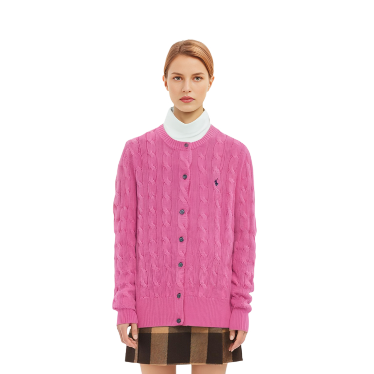 (Women) Polo Ralph Lauren SS23 Solid Embroidery Knit Cardigan Pink  Sweater. 211891643-007 圖 5