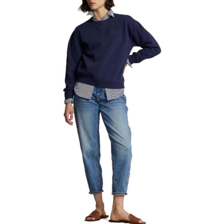 (Women) Polo Ralph Lauren SS23 Solid Logo Embroidered Navy Blue Crewneck Sweatshirt WMPOKNINFB20446-410 圖 5