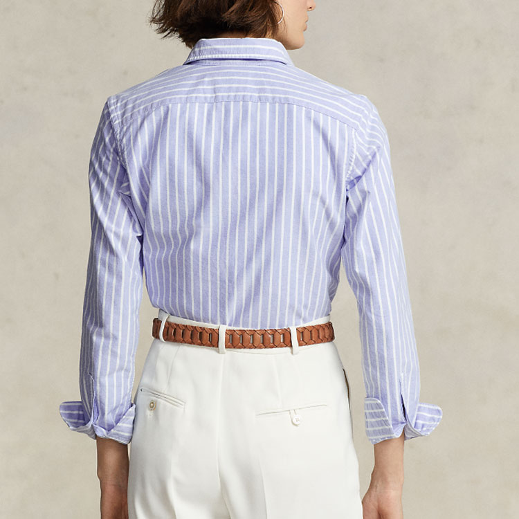 (Women) Polo Ralph Lauren SS23 Striped Logo Embroidery Long Sleeve Shirt Women Light Blue WMPOSHTNDO20368-400 圖 4